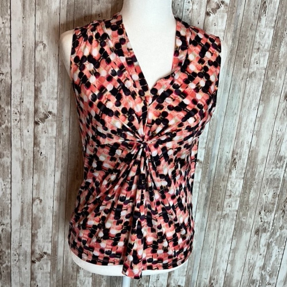 Kasper Coral/Black Sleeveless Blouse size SP